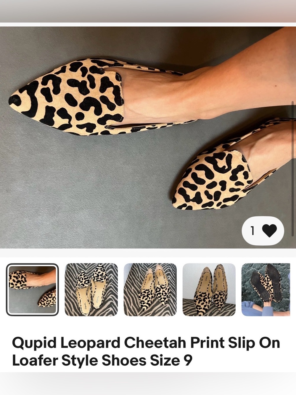 Qupid Leopard Cheetah Print Slip On Loafer Style Shoes Size 9